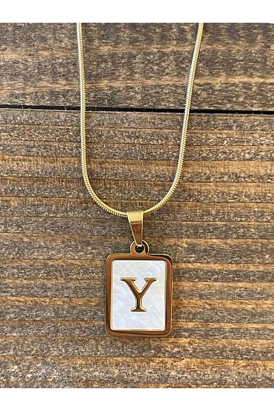 Rupen Kraft 316 L Surgical Steel Moire Plate Y Letter Steel Necklace Stainless No Tarnish
