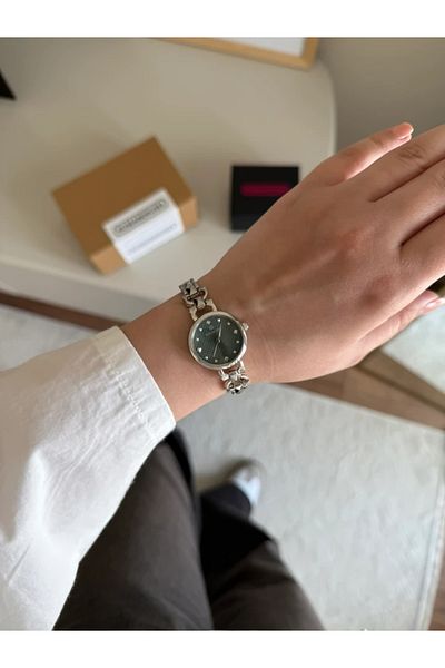 RoseandRoses Mirzen Design Dial Women Wrist Watch Silver (Green Dial)