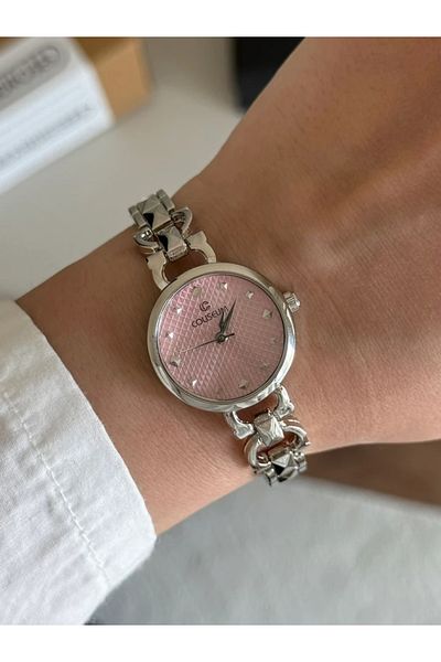 RoseandRoses Mirzen Design Dial Women Wrist Watch Silver (Pink Dial)