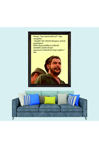 Che Guevara Sözü Çerçeveli Duvar Duvar Tablosusu 60x90 cm