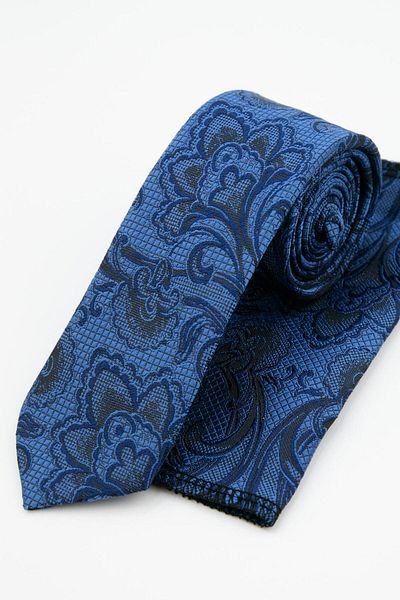 SIRRI Men's Baroque Patterned Tie and Handkerchief Set - Classic and Modern Touch (5.5X150Cm)