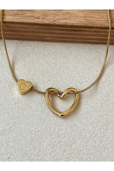 Rupen Kraft 316 L Surgical Steel C Letter Steel Necklace Stainless No Tarnish