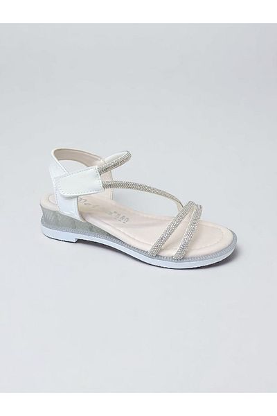 PATİK BEBE Girl's Stylish Evening Sandals with Stone with Filled Soles