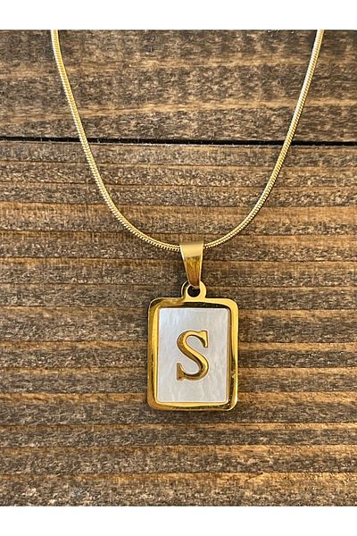 Rupen Kraft 316 L Surgical Steel Moire Plate S Letter Steel Necklace Stainless No Tarnish