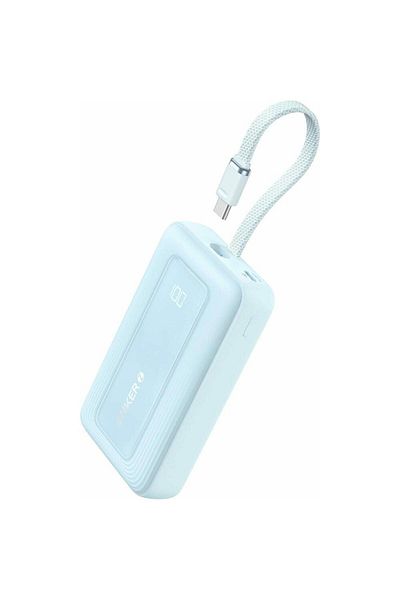 Anker Acumulator extern Anker Zolo 10.000 mAh, 30W, 1x USB-C, 1x USB-A, cablu USB-C incorporat Albastru
