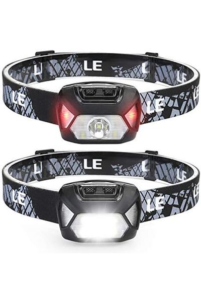 LEPRO Headlamp 2-Pack, 1300 Lux Ultra-Light Bright LED Headlights with White Red Light, 6 Modes Batt