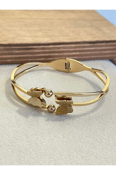 Rupen Kraft 316 L Surgical Steel Butterfly Stainless Tarnish Free Steel Handcuff Bracelet