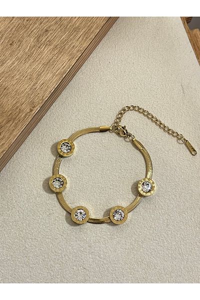 Rupen Kraft 316 L Surgical Steel Polished Zircon Stone Stainless Tarnish Free Steel Bracelet