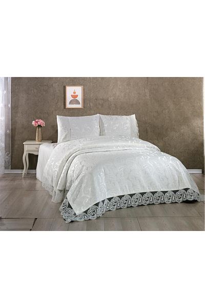 Çeyiz Diyarı Dowry Land Shawl 6 Piece Pique Set Cream
