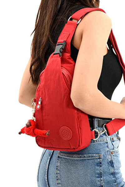 Sanmorris 3037 Women's Waterproof Crinkle Fabric Crossbody Bag Red