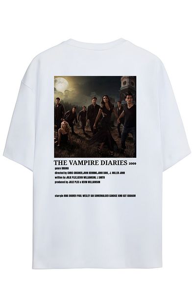 MAGORS The Vampire Diaries Unisex Oversize Cotton T-Shirt with Back and Chest Print