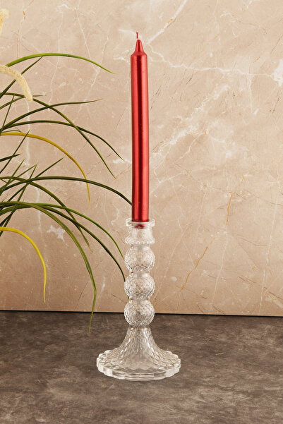 Saatistan Şeffaf cam büyük dekoratif kristal görünümlü mumluk, şamdan, ev dekoru