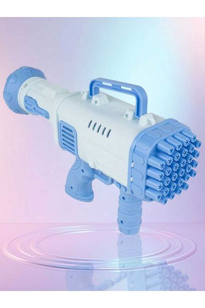 OEM Pistol Electric cu Baloane de sapun , 32 Gauri, Automat, Tavita +Solutie baloane, Albastru,3+