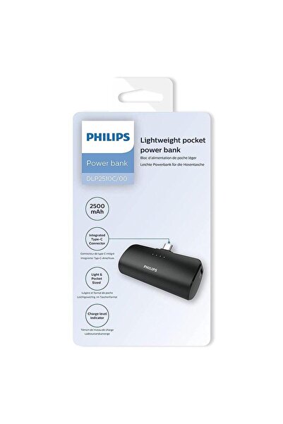 Philips Accumulator extern Philips PH-DLP2510C, 2500mAh, USB-C (Negru)