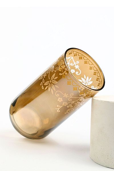 ODTA Bronze Patterned Soft Drink Glass Highball 480Cc Glass Set of 6
