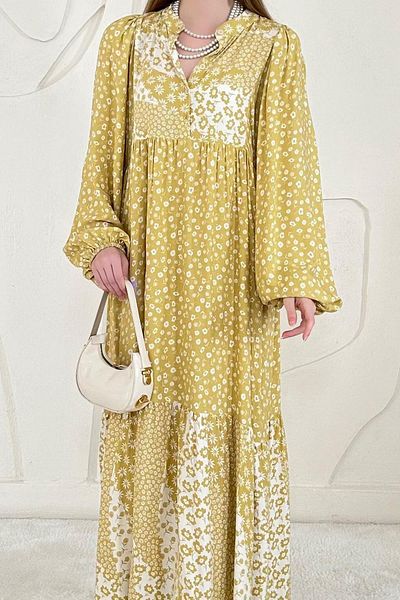 Elbee Fashion Woman Judge Collar Long Sleeve Belted Dress