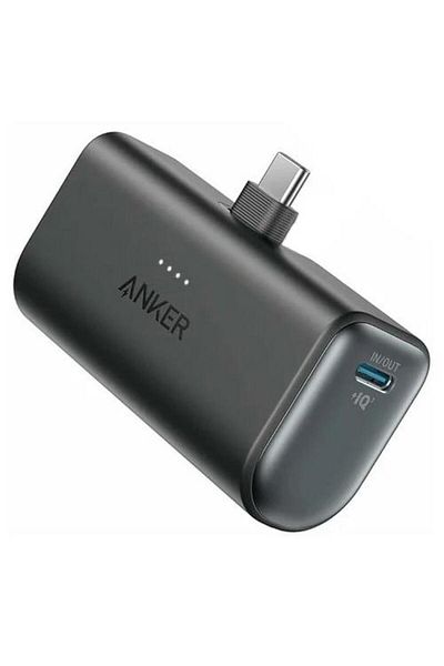 Anker Acumulator extern Anker Nano, conector USB-C incorporat si pliabil, 5000mAh, 22.5W, Negru