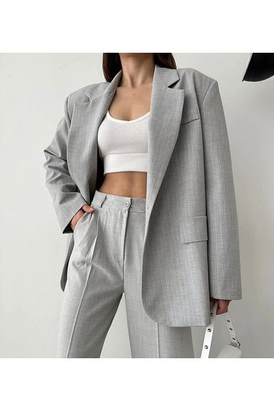AÈC PRIVÈ Women's Striped Lined Blazer Jacket 5555 (100% Cotton, Non-Pilling)