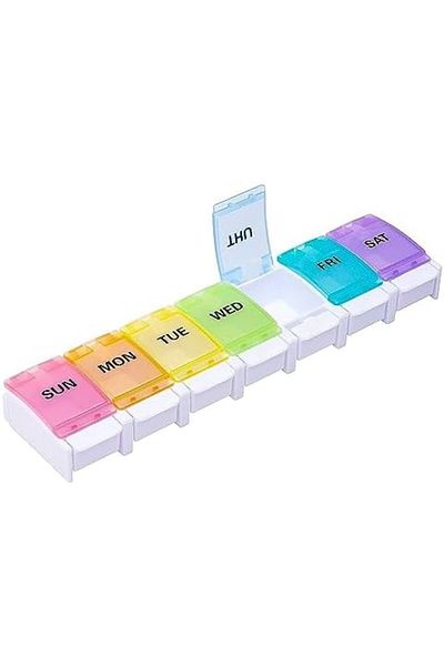 Generic 7 Day Pill Organizer, Large Push Button Weekly Pill Box For Pills/Vitamin/Fish Oil/Supplements - Rai