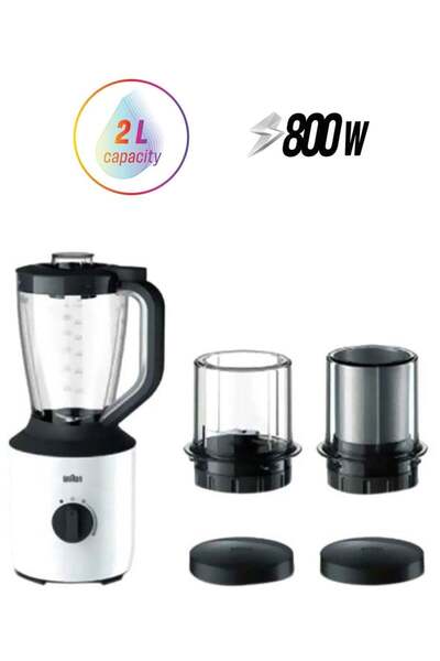 Braun Blender, Variable Speeds, Pulse Function, Chopper, Grinder, Dishwasher Safe 2 L 800 W JB3123WH