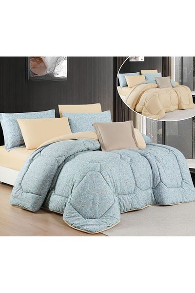 HOURS Horse Macrofiber Comforter Set, 4 Pieces, Double-Sided, with an Elegant Pattern, EVINA-12