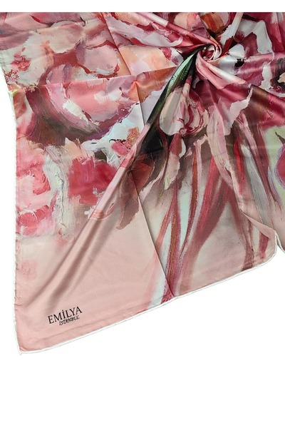mim eşarp Κασκόλ Emilya Rayon με λουλούδια 90x90 cm