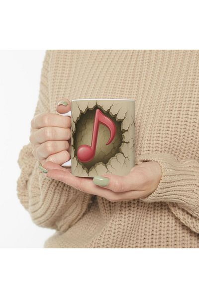 sıradışıhediyem Music Mug Cup Musical Note Mug Cup Gift for Friend 3 D Mug Birthday Gift
