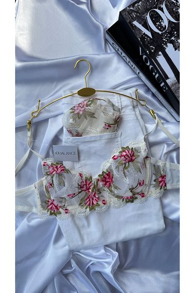 DUALANCE Mia Floral Patterned Underwire Unlined Brode Bra Set