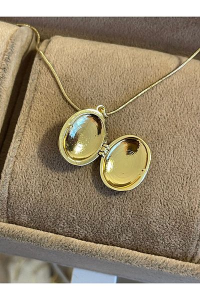 Rupen Kraft Antique Model Steel Locket Necklace with 316 L Surgical Steel Pearl