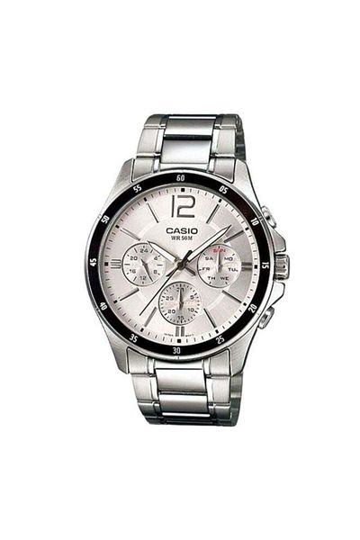 Casio MTP-1374D-7AVDF Men's Digital Quartz Watch with 43mm Stainless Steel Strap - Silver