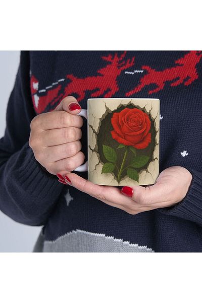 sıradışıhediyem Beloved Mug Cup Flower Mug Cup Gift for Friend Gift for Lover 3 D Looking Mug