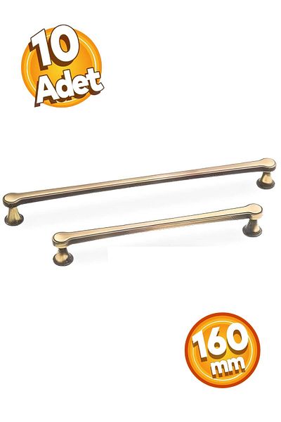 EGESEL Mâner sertar dulap Zitaş Model 10 bucăți 160 și 224 mm Mâner mobilă 1. Clasa Metal / GALBEN ANTIC