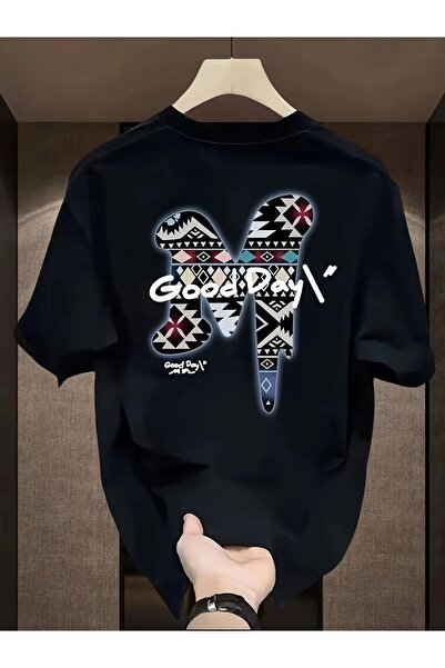 PERISENSE تي شيرت أسود للجنسين للنساء/الرجال مطبوع عليه رقبة دائرية وأكمام قص...