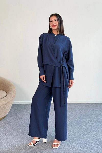 DEFNECE BUTİK Shirt Suit with Tie Detail