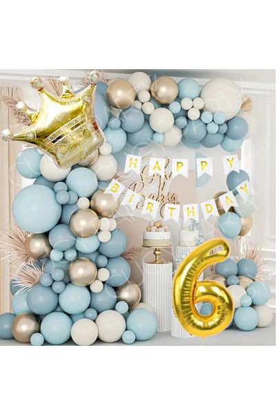 Laviyosa King Crowned Age Optional Boy's Birthday Newborn Special Day Party Celebration Set