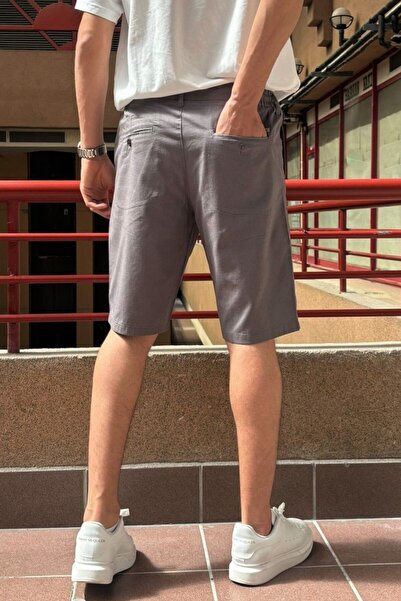 inpool Erkek, bel bağcıklı, regular fit, Old Money Culture, pamuklu, keten dokuma şort 24INP284