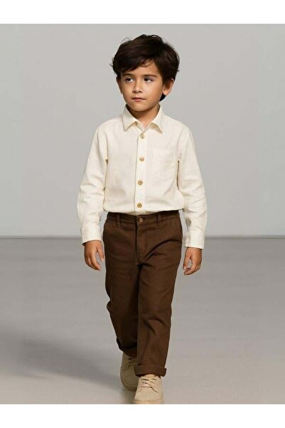 RG Cămașă sport cu mânecă lungă din bumbac și in pentru băiat