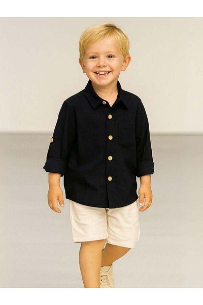 RG Boys' Cotton Linen Long Sleeve Sports Shirt