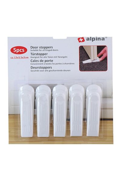 Alpina Set 5 opritoare de ușă, Alpina, 12 x 3,5 x 2 cm, Alb