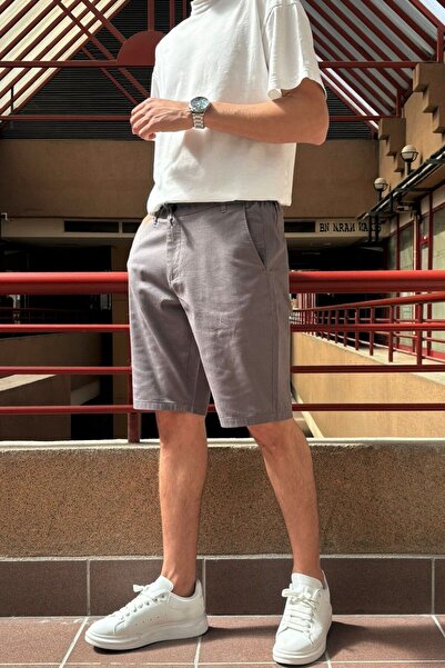 inpool Erkek, bel bağcıklı, regular fit, Old Money Culture, pamuklu, keten dokuma şort 24INP284