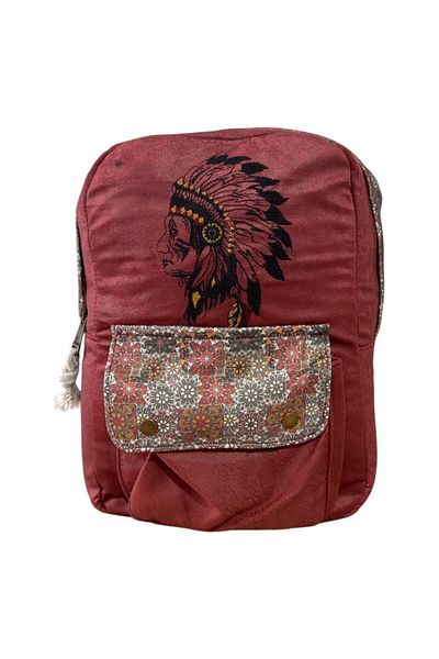 MDLİFE HOME Ethnic Patterned Rainproof Backpack – Claret Red