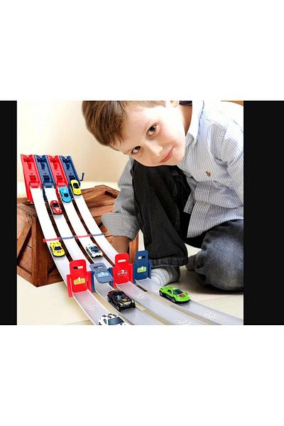 miniarpturkiye Educational Gift for Kids, Competitive Racing Track Toy Vehicle Game with Alloy Car