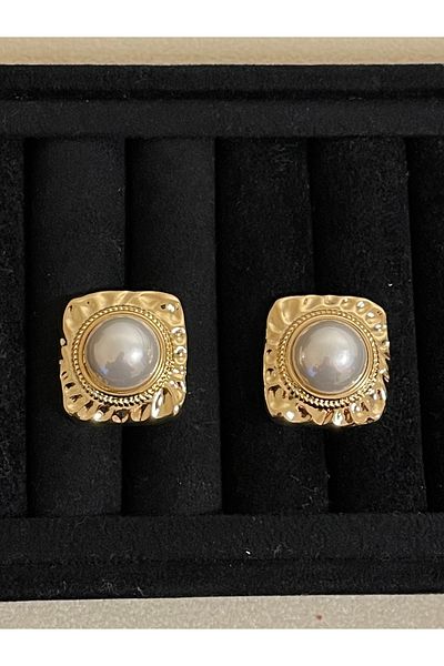 Rupen Kraft Gold Color Pearl Design Earrings