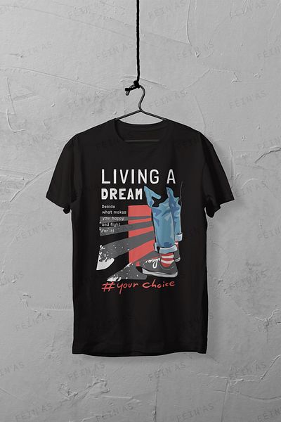 feinas Ανδρικό μπλουζάκι - Living a Dream (1ο Βαθμός Βαμβακερή Βαμβακερή)