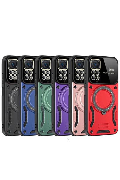 MST BOUTİQUE غطاء حماية لهاتف Xiaomi Redmi Note 11 Pro مع حامل عدسة Joy - أرجواني - MSTBQ2622-8687