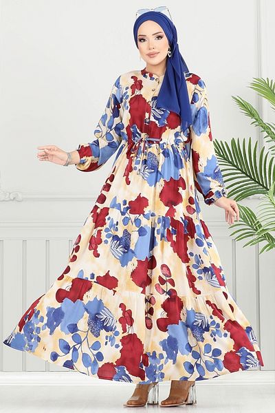 ModaMerve Buy Tunic Hijab Dress 7124Bgs895-M Indigo