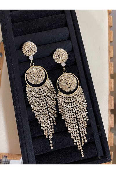 Rupen Kraft Zircon shiny stone evening dress design earrings large size evening dress earrings