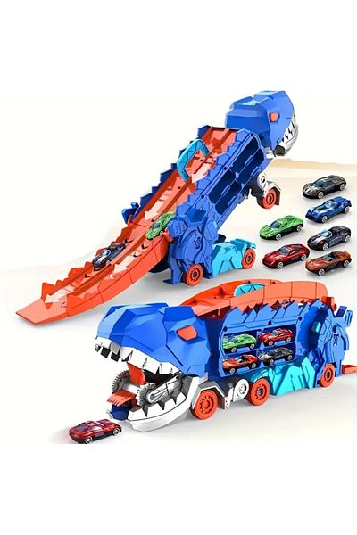 miniarpturkiye Wonderful Dinosaur Transformer Truck Play Set with Cars Garage Play Set Dinosaur Truck