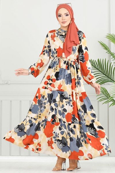 ModaMerve Beli Tunnell Hijab Dress 7124Bgs895-M Anthracite