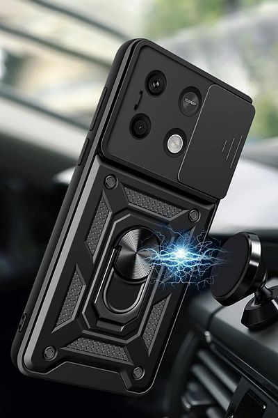 CepteToptan جراب Xiaomi Poco X6 Pro من السيليكون مع حلقة عدسة Pars - أسود - MKİ7893-6917